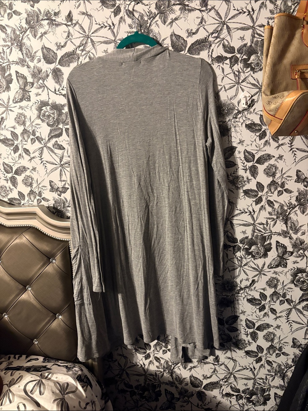 Light Gray Open-Front Cardigan - Picture 2 of 2